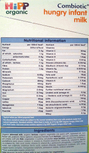 hipp formula stage ingredients comparison vs